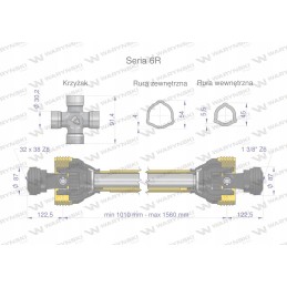 Articulated and telescopic shaft 1010 1560mm 830nm 32x38