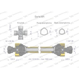 Articulated and telescopic shaft 1010 1560mm 830nm 32x38