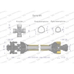 Articulated and telescopic shaft 1010 1450mm 540nm