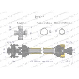 Articulated and telescopic shaft 660 1000mm 540nm