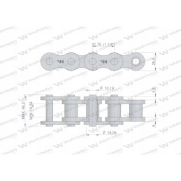 Reinforced industrial roller chain 20bh 1 5m