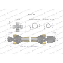 Articulated and telescopic shaft 1010 1560mm 460nm