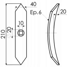 Double-sided coulter 40x6x210 for unia 225644