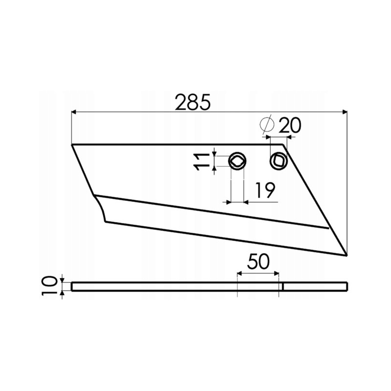 Left cutting blade 285mm for rau sicam