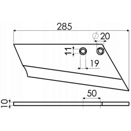 Right undercutting blade 285mm for rau rf04103