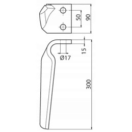 Power harrow tooth left 90x15x300 maschio 27100210