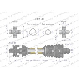 Articulated and telescopic shaft 860 1200mm 460nm 900nm