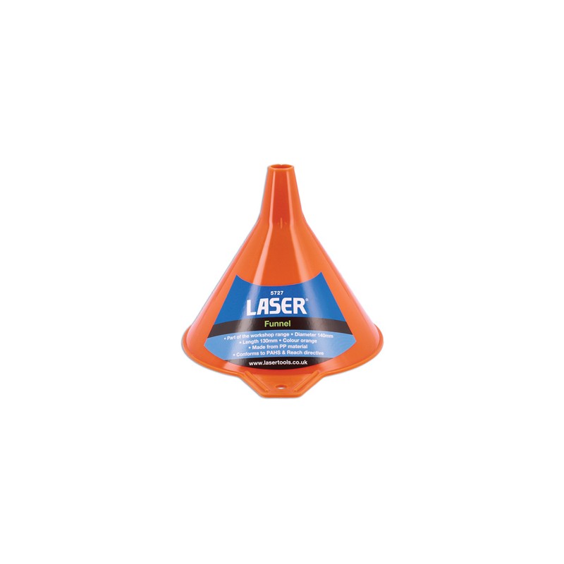 Laser tools funnel 140 mm polypropylene for liquid oil fuel