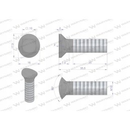 Half-round coulter screw set m10x35 mm, class 8-8