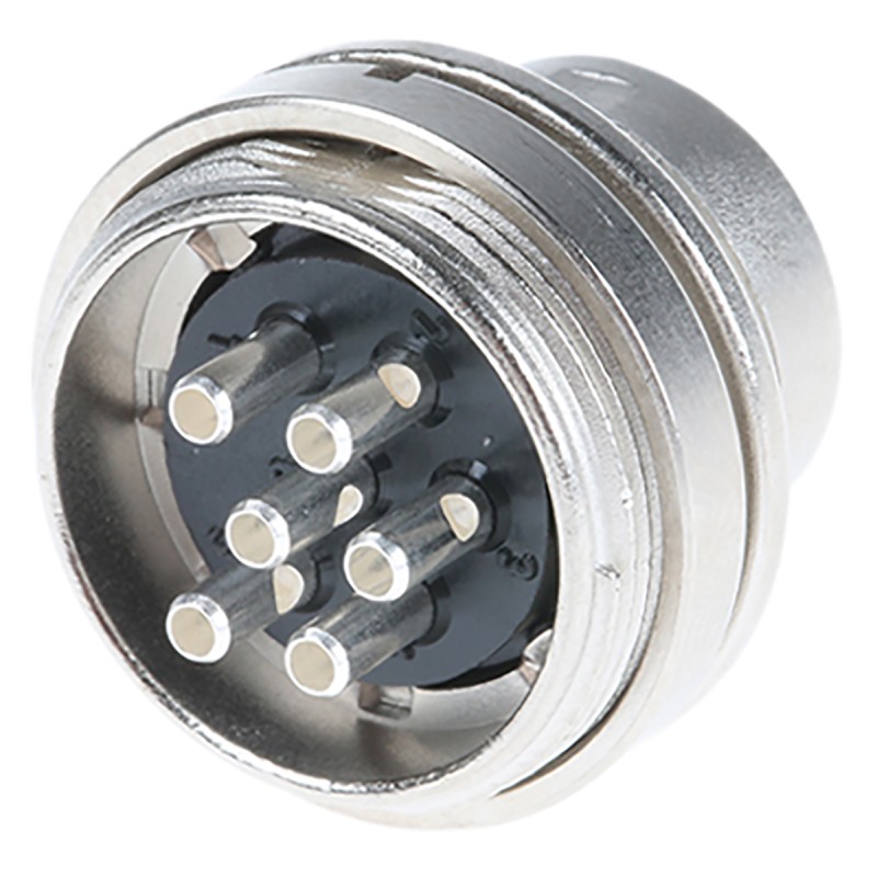 1 pcs - binder 6 Pole Miniature Din Plug, 5A, 250 V, Male, Panel Mount