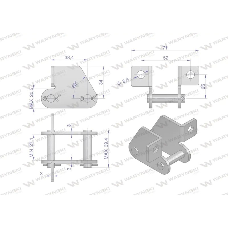 Chain lock with double-sided connection 38 4vbsd in