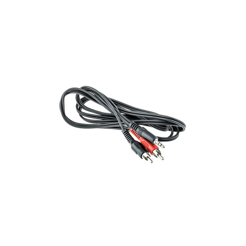 1 pcs - RS PRO Male RCA x 2 to Male 3.5mm Stereo Jack Aux Cable, Black, 1m
