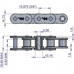 Roller chain 10b1 130ps Warynski roll press