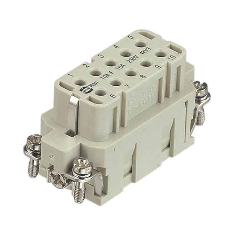 1 pcs - HARTING Heavy Duty Power Connector Insert, 16A, Female, Han A Series, 10 Contacts