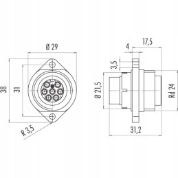 Rs amphenol male flange connector binder 09 4203 00 07