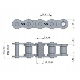 Roller chain 16b 1 r1 1 Warynski 10m
