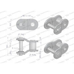 Chain link with O-ring ANSI A 120 R1 1 1 2