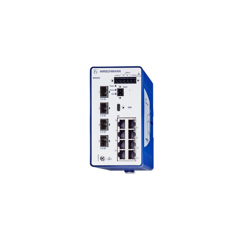 1 pcs - Hirschmann BOBCAT Series DIN Rail Mount Ethernet Switch, 12 RJ45 Ports, 1000 - 2500Mbit/s Transmission, 12 - 24V dc