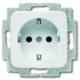 1 pcs - Busch Jaeger - ABB White 1 Gang Plug Socket, 16A, Type F - German Schuko