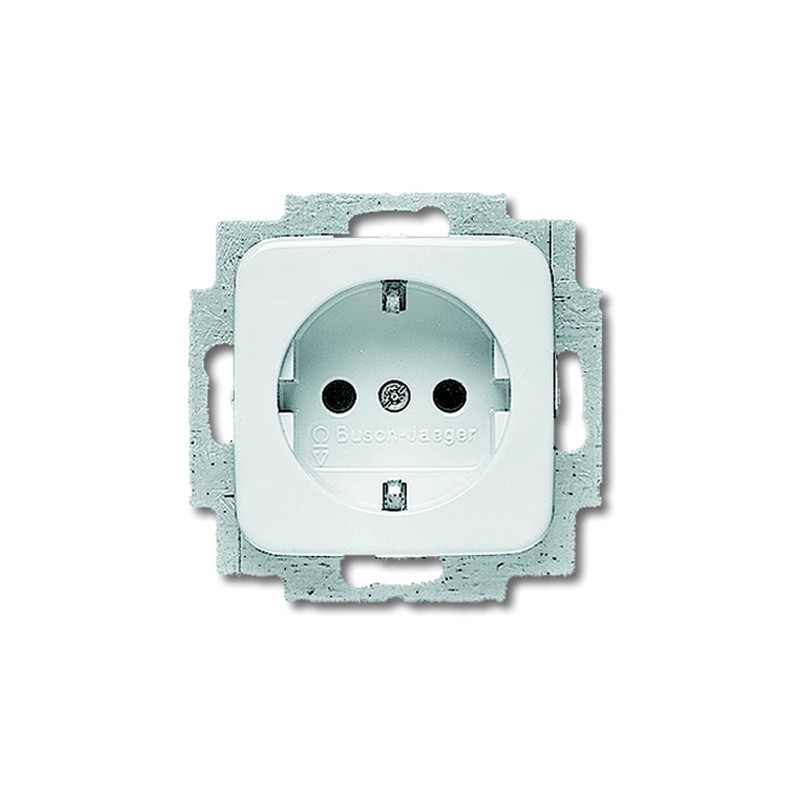 1 pcs - Busch Jaeger - ABB White 1 Gang Plug Socket, 16A, Type F - German Schuko