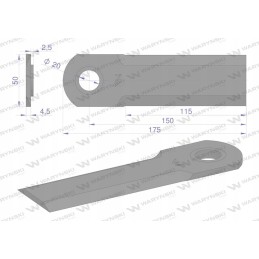 Smooth chopper rotary knife 175x50x4 5mm hole