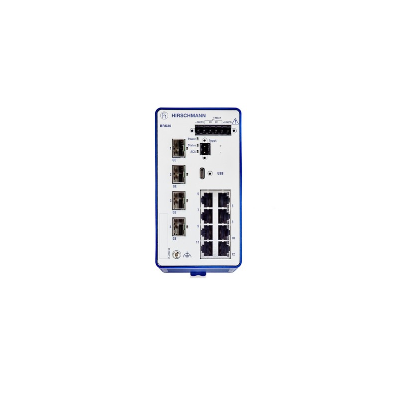 1 pcs - Hirschmann BOBCAT Series DIN Rail Mount Ethernet Switch, 8 RJ45 Ports, 1000 - 2500Mbit/s Transmission, 12 - 24V dc