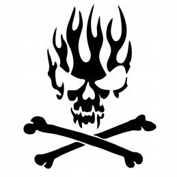Skull sticker flames crossbones skull 35 cm