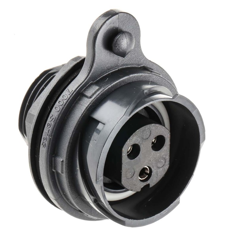 1 pcs - Bulgin Circular Connector, 3 Contacts, Front Mount, Socket, Female, IP66, IP68, IP69K, Buccaneer 7000 Series