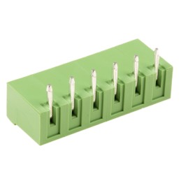 10 pcs - RS PRO 5.0mm Pitch 6 Way Right Angle Pluggable Terminal Block, Header, Through Hole, Solder Termination
