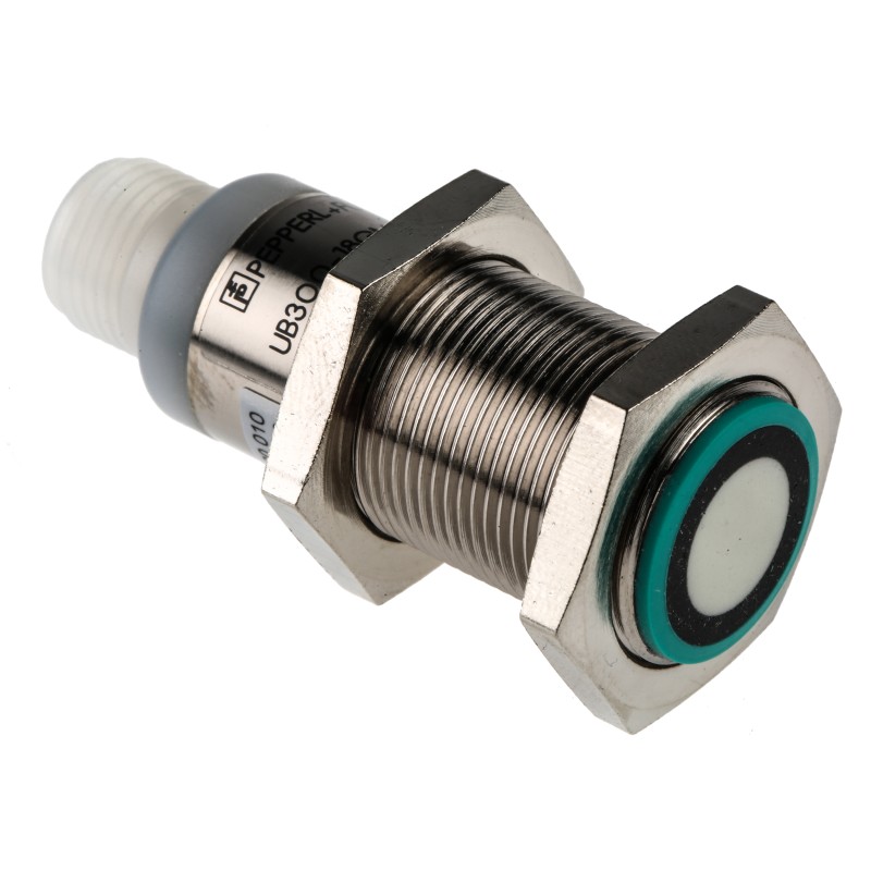 1 pcs - Pepperl + Fuchs Ultrasonic Barrel-Style Proximity Sensor, M18 x 1, 30 - 300 mm Detection, Analogue Output, 10