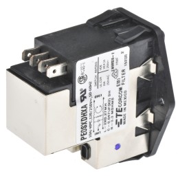 5 pcs - TE Connectivity 10A, 120 V ac, 250 V ac Male Flange Mount IEC Filter 2 Pole 6609929-4, Spade 2 Fuse