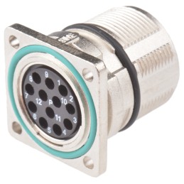 1 pcs - Amphenol Circular Connector, 12 Contacts, Panel Mount, M23 Connector, Socket, Male, IP67, MotionGrade Series