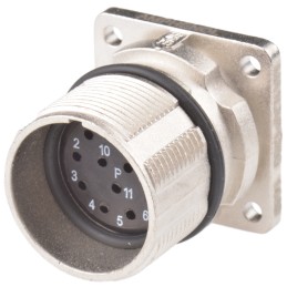 1 pcs - Amphenol Circular Connector, 12 Contacts, Panel Mount, M23 Connector, Socket, Male, IP67, MotionGrade Series