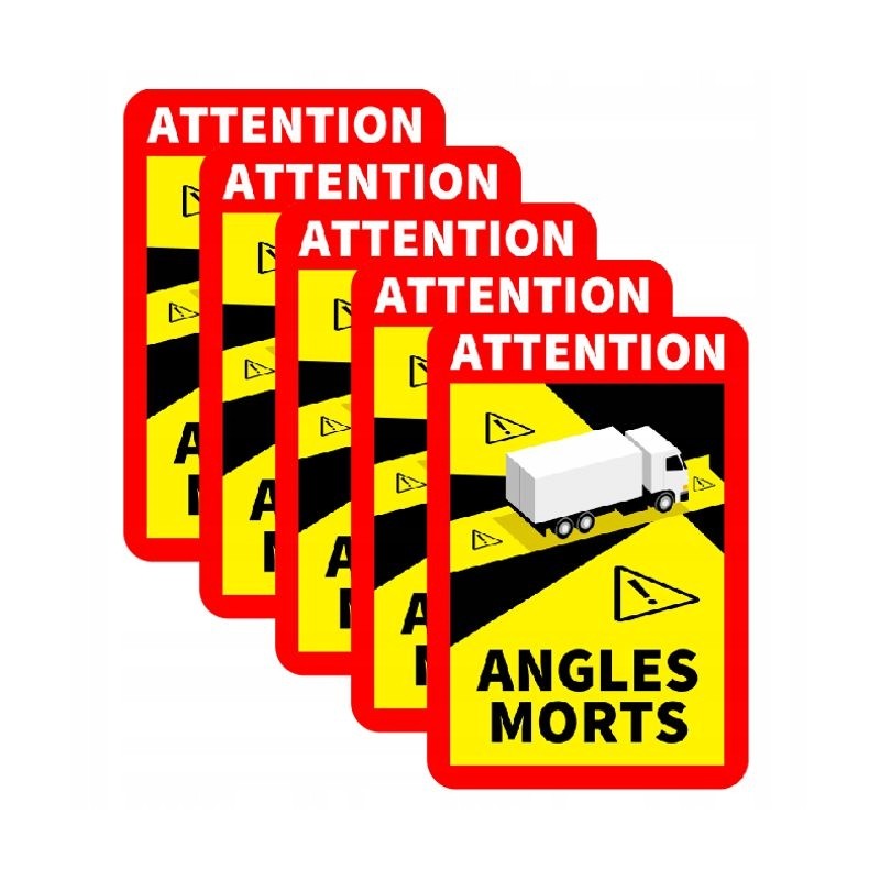 Blind spots angles morts truck sticker, set of 5 pcs
