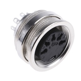 1 pcs - Amphenol Industrial, C 091 A 5 Pole M16 Din Socket, DIN 41524, 4A, 100 V IP40, Screw Lock, Female, Panel Mount