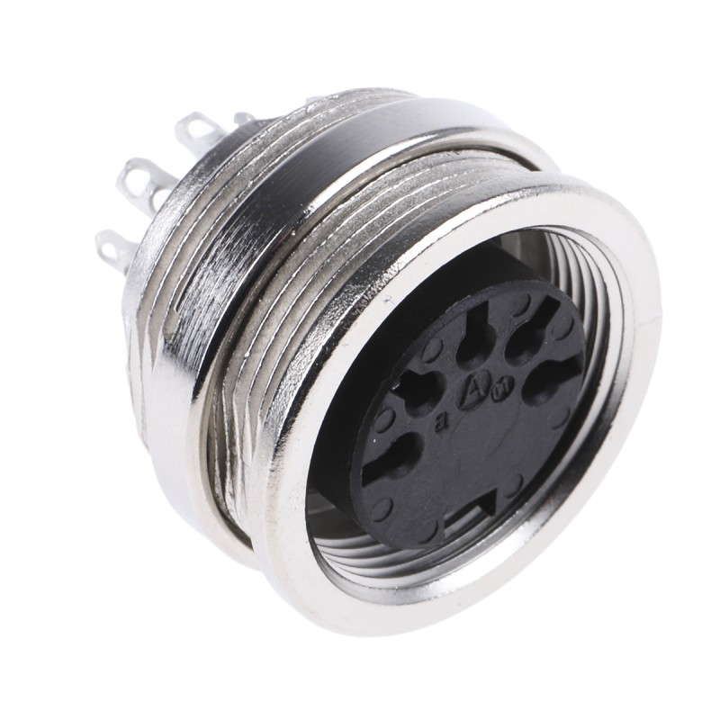 1 pcs - Amphenol Industrial, C 091 A 5 Pole M16 Din Socket, DIN 41524, 4A, 100 V IP40, Screw Lock, Female, Panel Mount