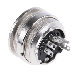1 pcs - Amphenol Industrial, C 091 A 5 Pole M16 Din Socket, DIN 41524, 4A, 100 V IP40, Screw Lock, Female, Panel Mount