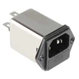 1 pcs - Schaffner 4A, 250 V ac Male Panel Mount IEC Inlet Filter FN9260-4-06, Faston 2 Fuse