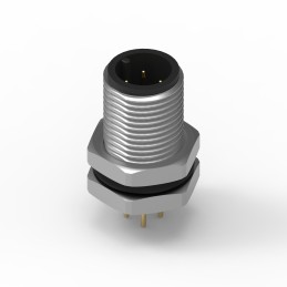 1 pcs - Wurth Elektronik Circular Connector, 4 Contacts, Panel Mount, M12 Connector, Plug, Male, IP68, WR-CIRC Series