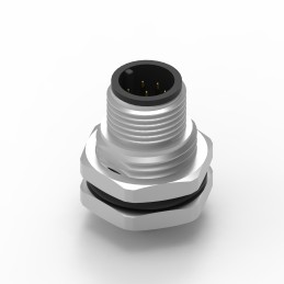 1 pcs - Wurth Elektronik Circular Connector, 8 Contacts, Panel Mount, M12 Connector, Plug, Male, IP68, WR-CIRC Series