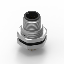 1 pcs - Wurth Elektronik Circular Connector, 8 Contacts, Panel Mount, M12 Connector, Plug, Male, IP68, WR-CIRC Series