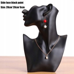 Display stand for jewelry necklaces earrings black mannequin
