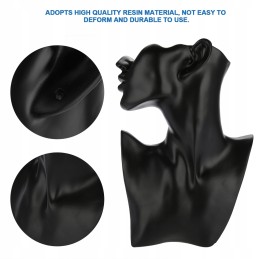 Display stand for jewelry necklaces earrings black mannequin