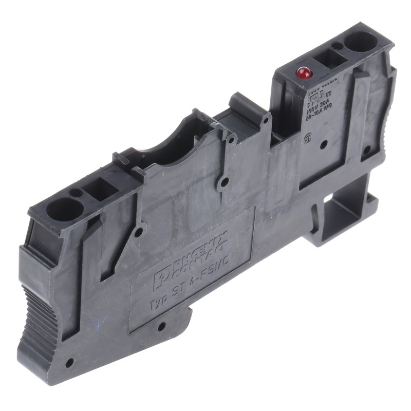 1 pcs - Phoenix Contact ST 4-FSI/C-LED 24 Series Black Fused DIN Rail Terminal, Single-Level, Spring Clamp Termination