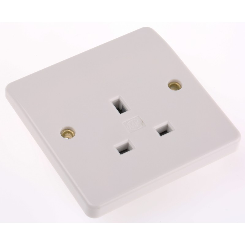 1 pcs - MK Electric White 1 Gang Plug Socket, 13A, Type G - British, Indoor Use