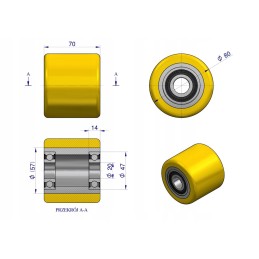 Rm universal roller for pallet truck polyurethane fi80x70x20 Warynski