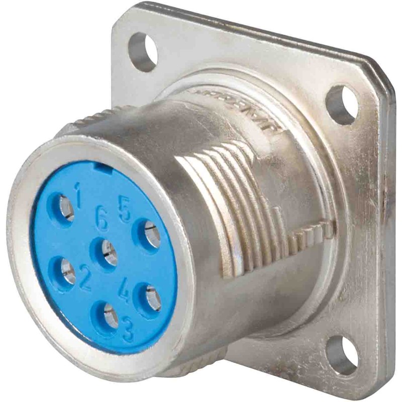 1 pcs - Jaeger 8 Way Panel Mount MIL Spec Circular Connector Receptacle, Pin Contacts, MIL-DTL-5015