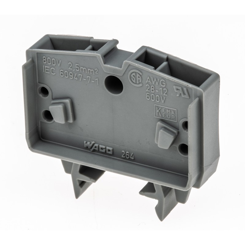 10 pcs - Wago 264 Series Grey Feed Through Terminal Block, 2.5mm², Single-Level, Cage Clamp Termination