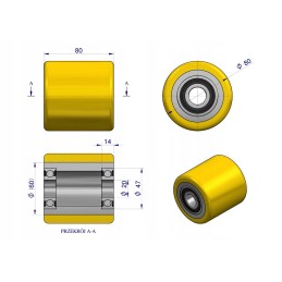 Rm universal roller for pallet truck polyurethane fi80x80x20 Warynski