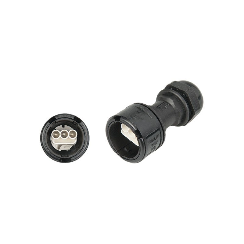 1 pcs - 3 Pole IP68 Rating Cable Mount Male Mains Inline Connector Rated At 16A